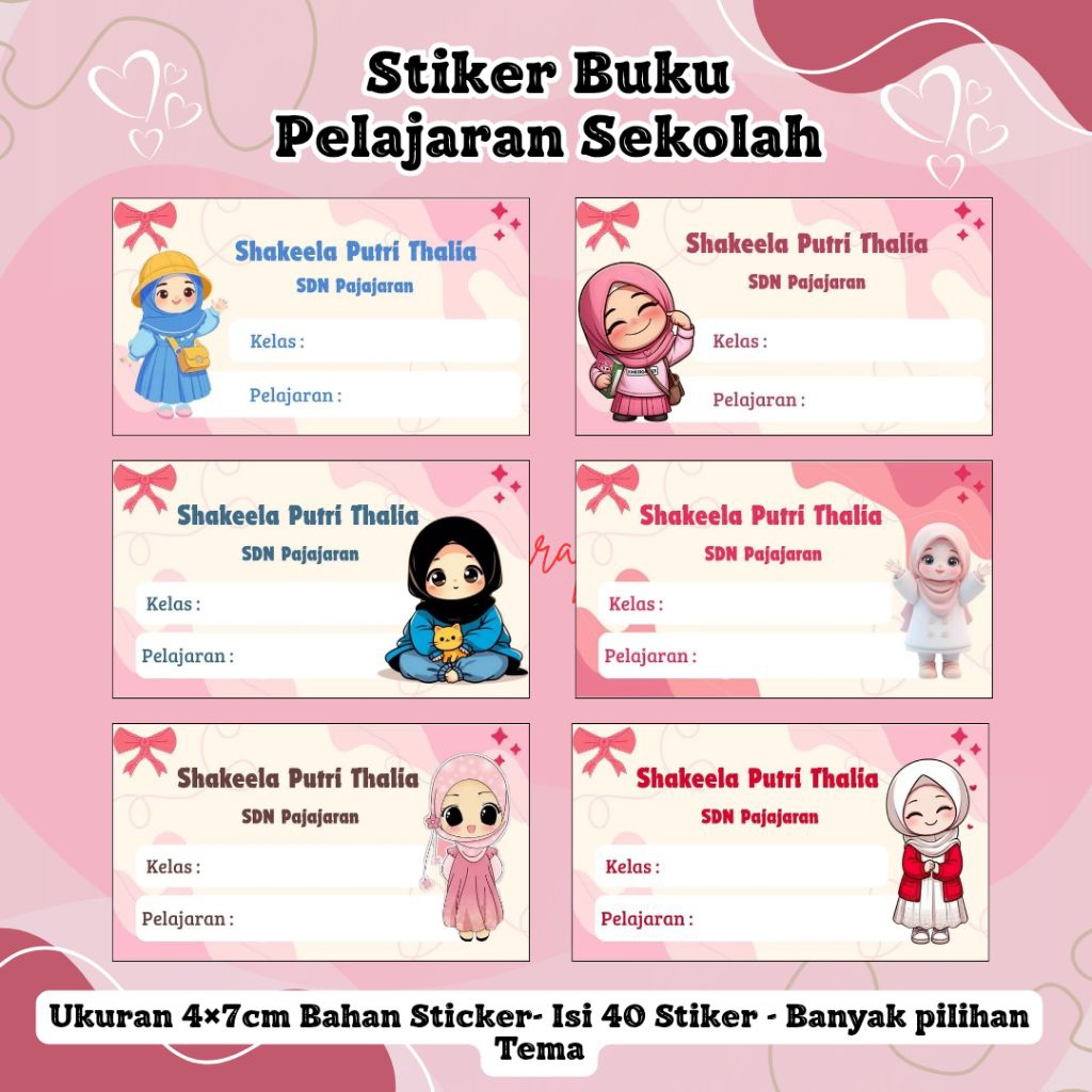 

TERBARU !! GIRL HIJAB - BOY / STIKER LABEL BUKU PELAJARAN CUSTOM NAMA