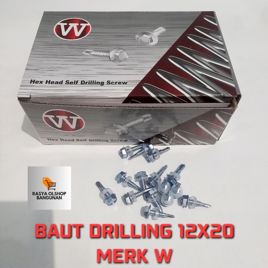 baut drilling untuk kanal C merk W ukuran 12x20 harga per kotak