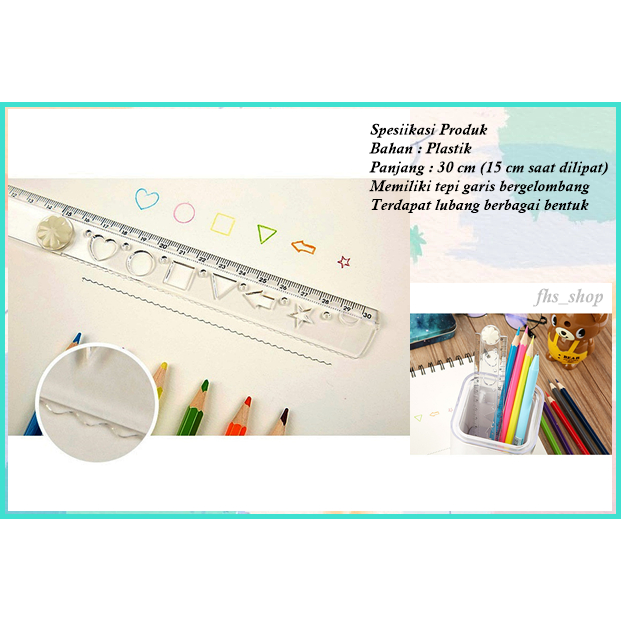

Penggaris Lipat Transparan Penggaris Aesthetic Penggaris Tekuk Penggaris Unik Portable Ruler 30 cm