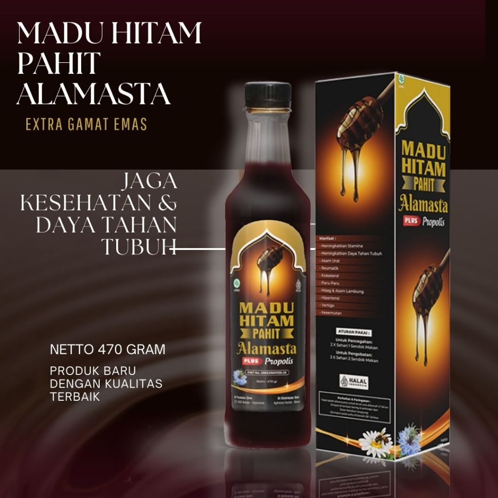 

Madu Hitam Alamasta Extra Gamat Emas 470 GR Herbal Untuk Diabetes Kolesterol Imun tubuh darah tinggi