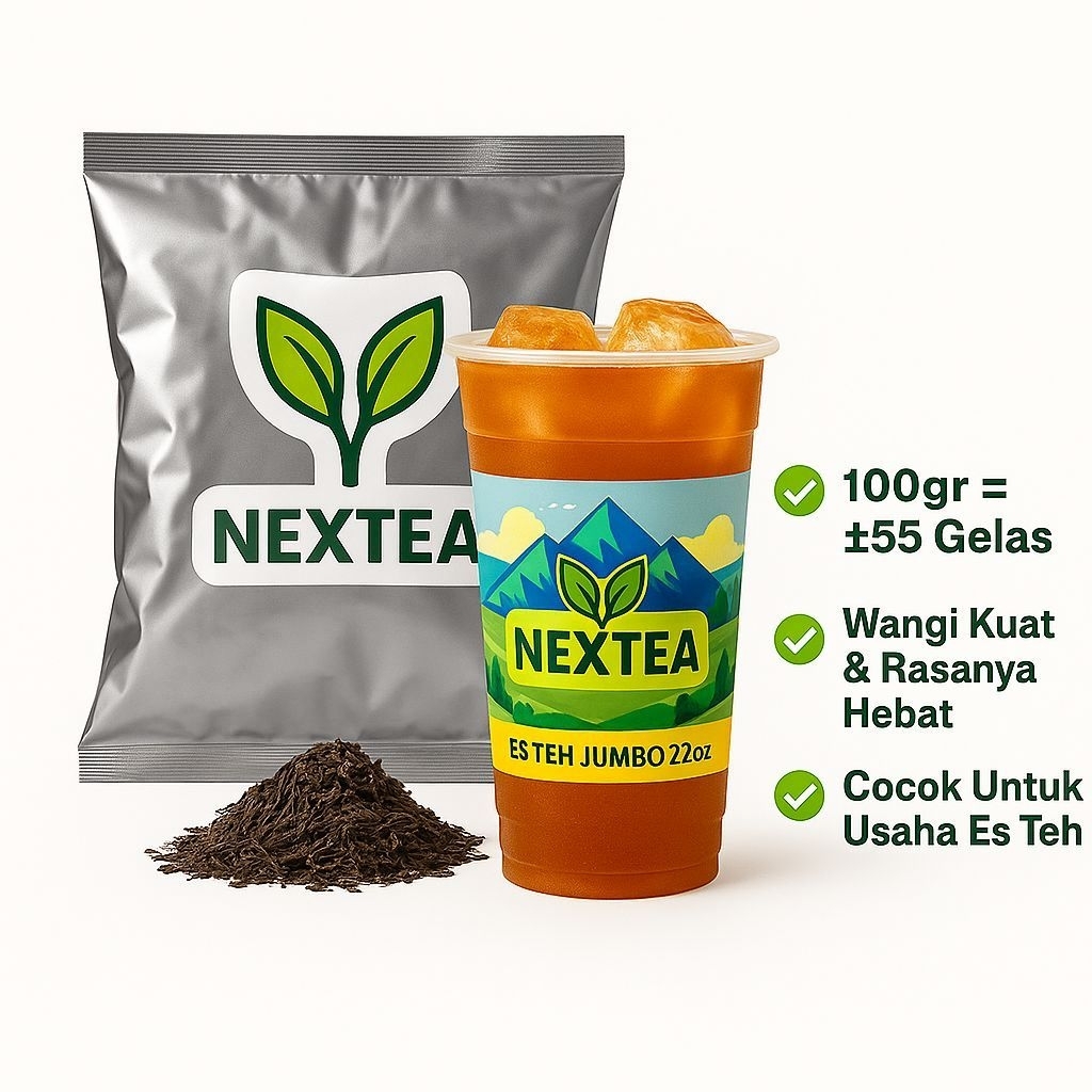 

Daun Teh NEXTEA 100gr | Teh Seduh kuat untuk usaha Es Teh Jumbo | Wangi Pekat, Hemat, KemasanTahan Udara