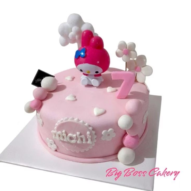 

MY PINK MELODY TOPPER TOYS WITH FONDANT BIRTHDAY CAKE