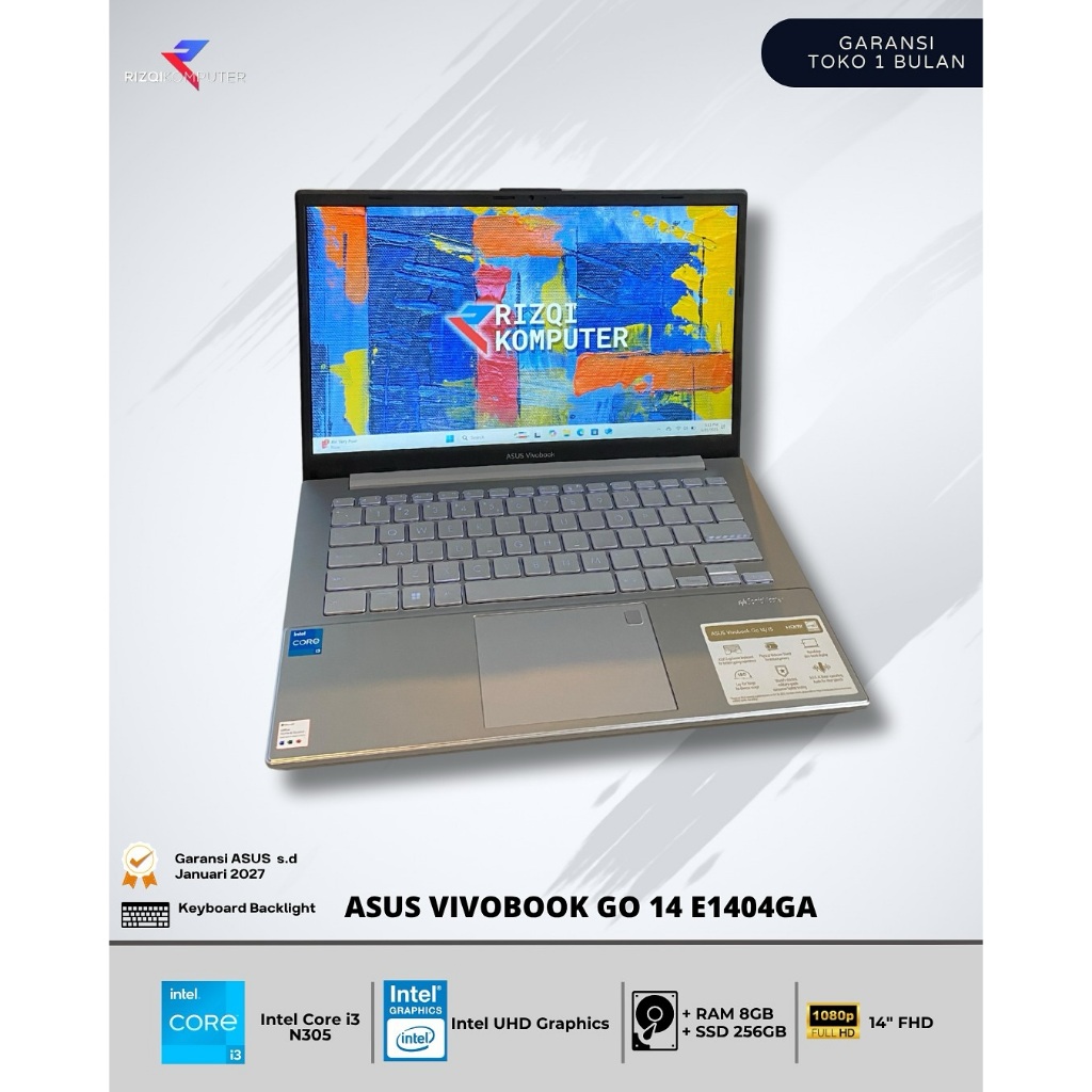 Asus VivoBook GO 14 E1404GA  Intel Core i3-N305 Ram 8GB SSD 256GB sbaya