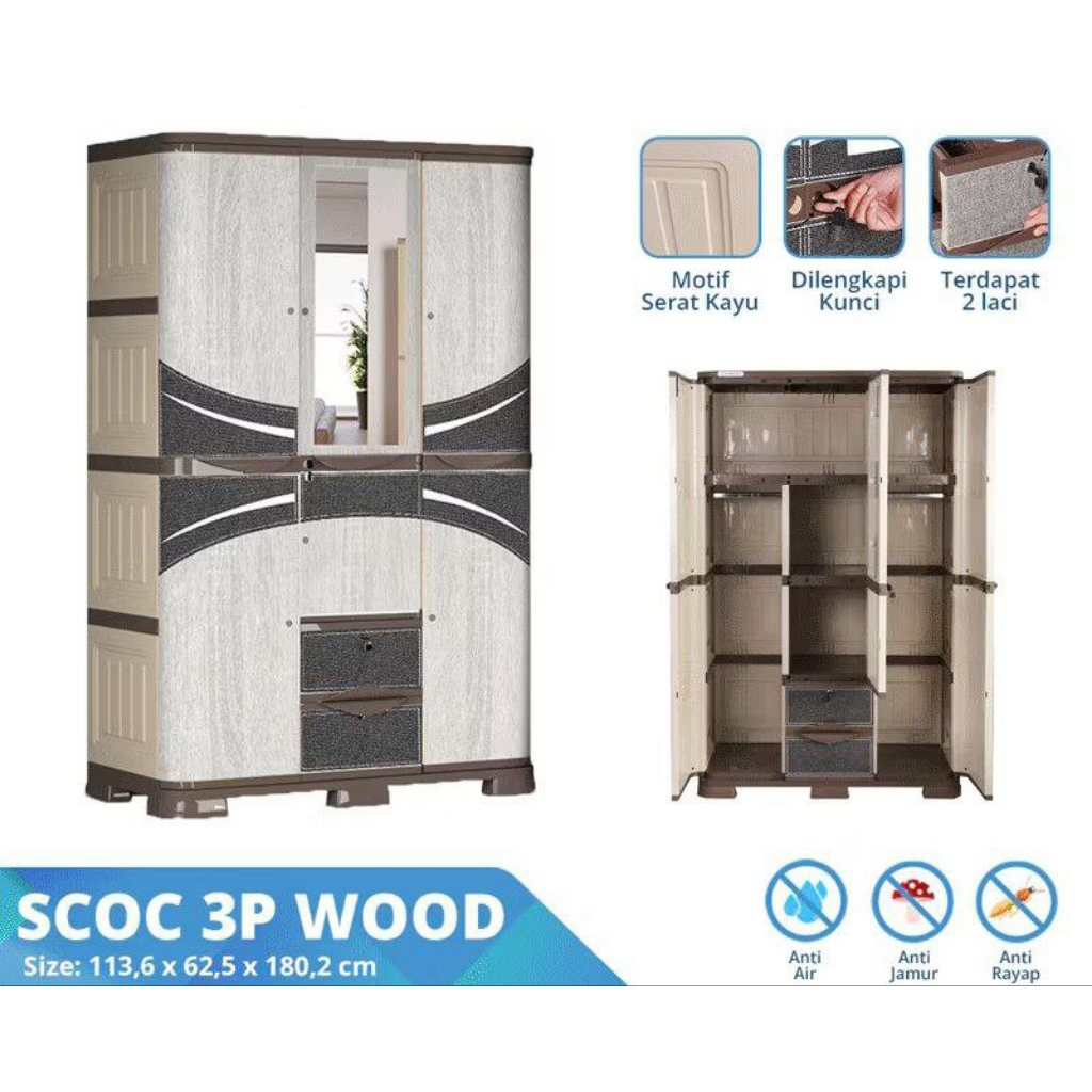 Lemari 3 Pintu Lemari olympast Jumbo Premium Plastik