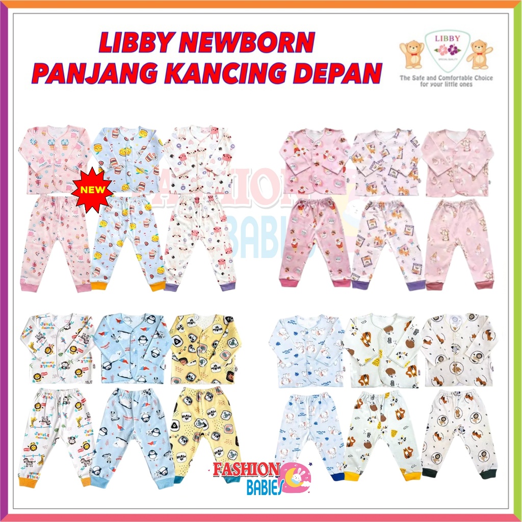 LIBBY SETELAN PANJANG KANCING DEPAN | LIBBY PRINT MOTIF TERBARU | LIBBY BABY NEWBORN ❤ Fashionbabies