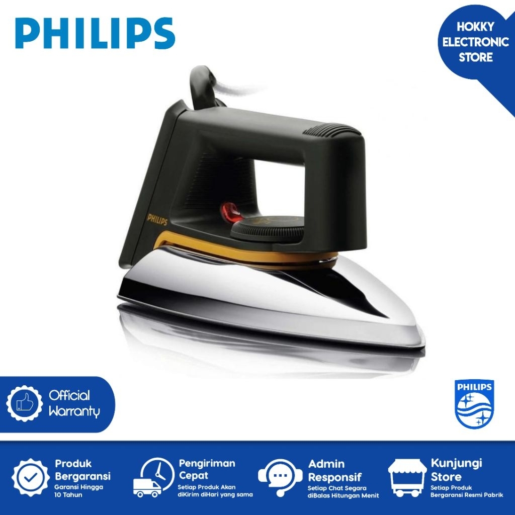 Setrika Philips HD-1172 Classic Dry Iron Philips HD 1172 Low 350 Watt Awet Tahan Lama Garansi Resmi 