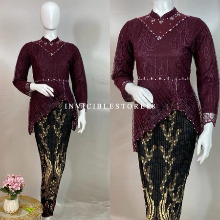 Kebaya Modern Setelan Kebaya Payet Mewah / Kebaya Tunik Brokat / Tunik Tulle Lamaran / Kebaya Remaja