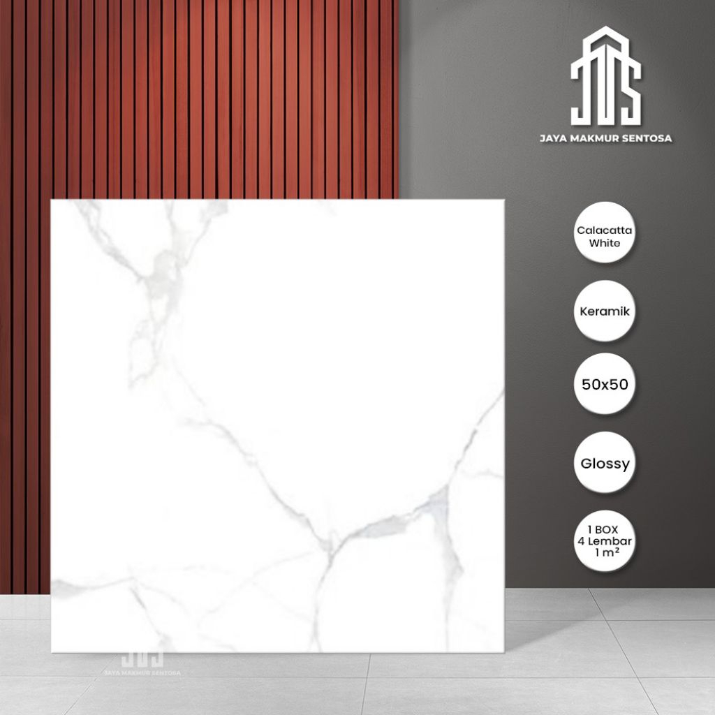 Keramik Lantai Ruangan  Glossy Calacatta Grey 50x50