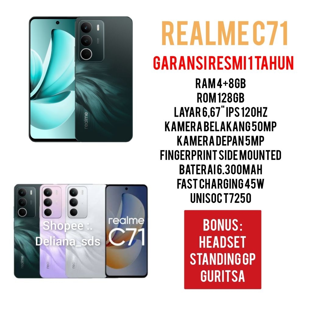 Realme C71 4/128 4+8/128 12/128 Garansi Resmi 1 Tahun Realme C71 4+8/128 Realme C71 12/128