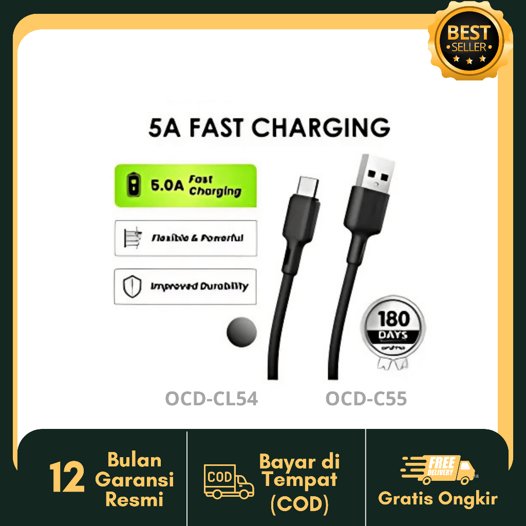 Oraimo OCD-CL54 Kabel Data Iphone Type-C to Lightning & OCD-C55  FAST CHARGING