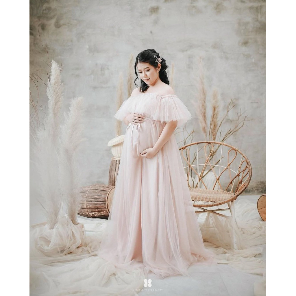 DIJUAL NEW JULIE BRIDESMAID SQUARE DRESS WARNA BEIGE NO DEFECT