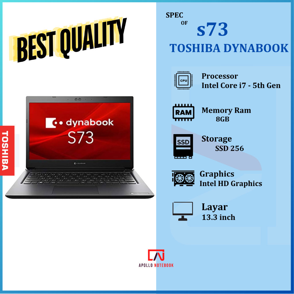 Laptop Toshiba Dynabook s73 | X40-j  Core i3/i5/i7 Ram 8GB - SSD 256GB - Second  Mulus Bergaransi