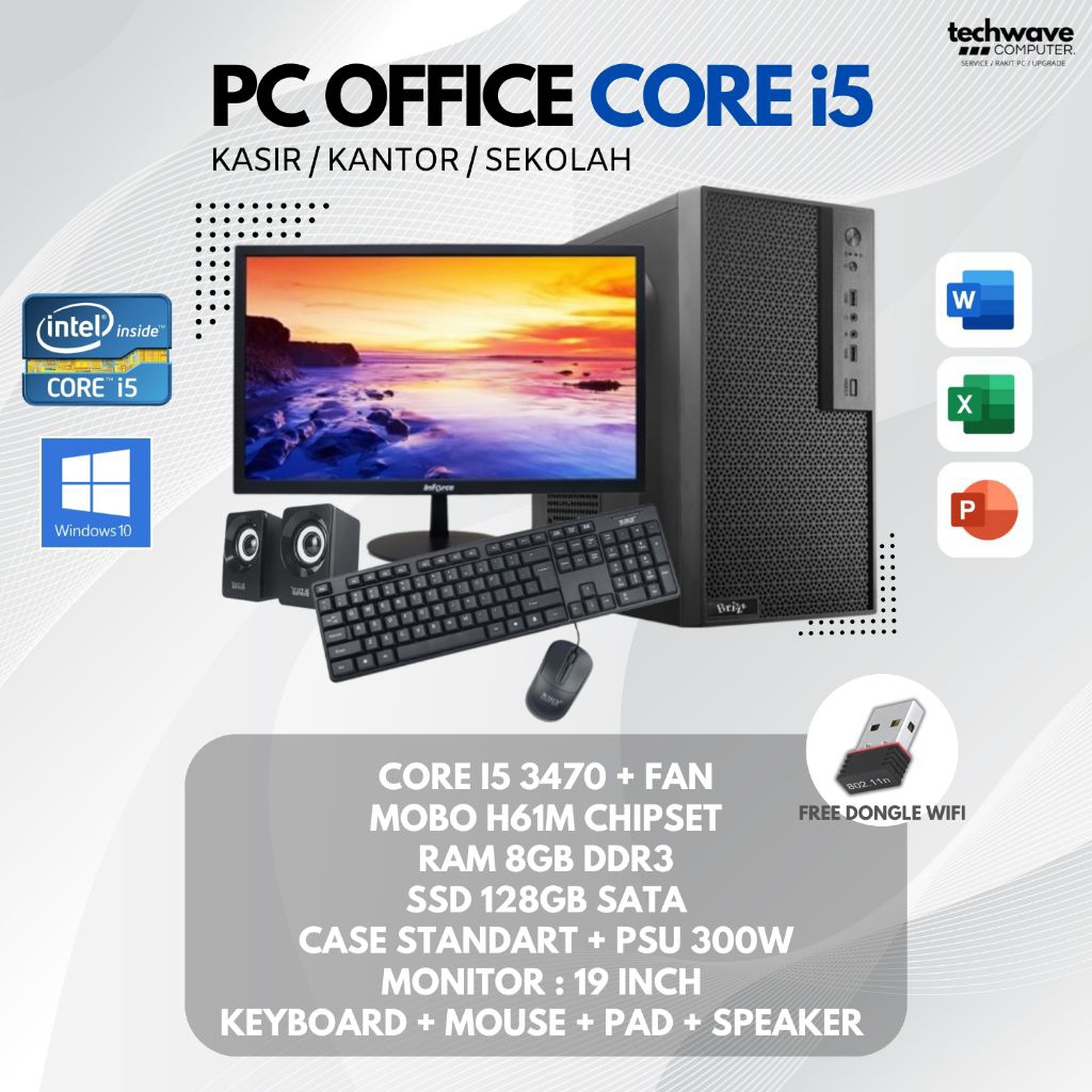 RAKITAN PC OFFICE / KOMPUTER KANTOR / PC KANTORAN / PC SEKOLAH UNBK / PC ADMIN INTEL CORE I5 PAKET K