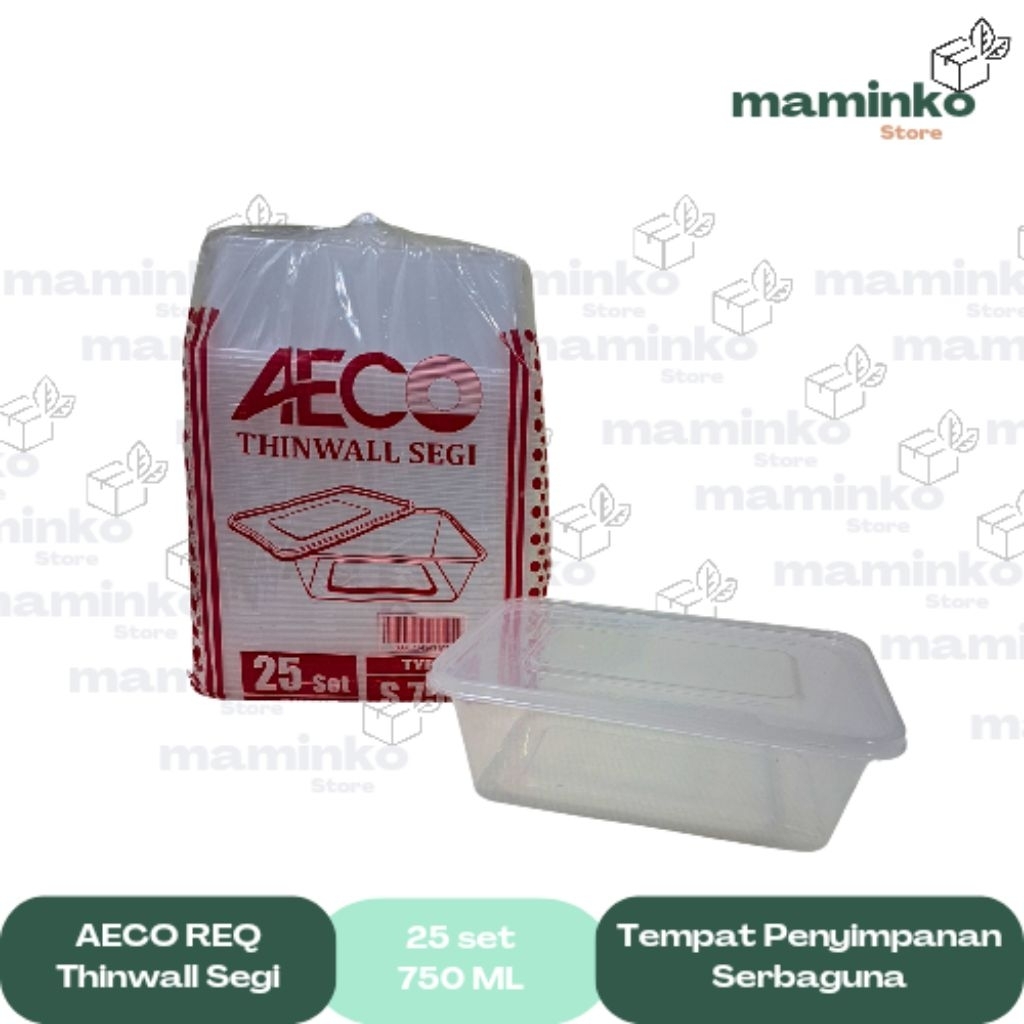 Kotak Thinwall Merk AECO 750 ML 25 set - Wadah Penyimpanan Plastik