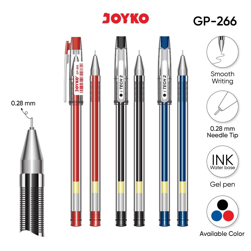 

Joyko Gel Pen Pulpen Pena GP - 266 iTech 2 0.28 mm | 1 Pack (12 Pcs)