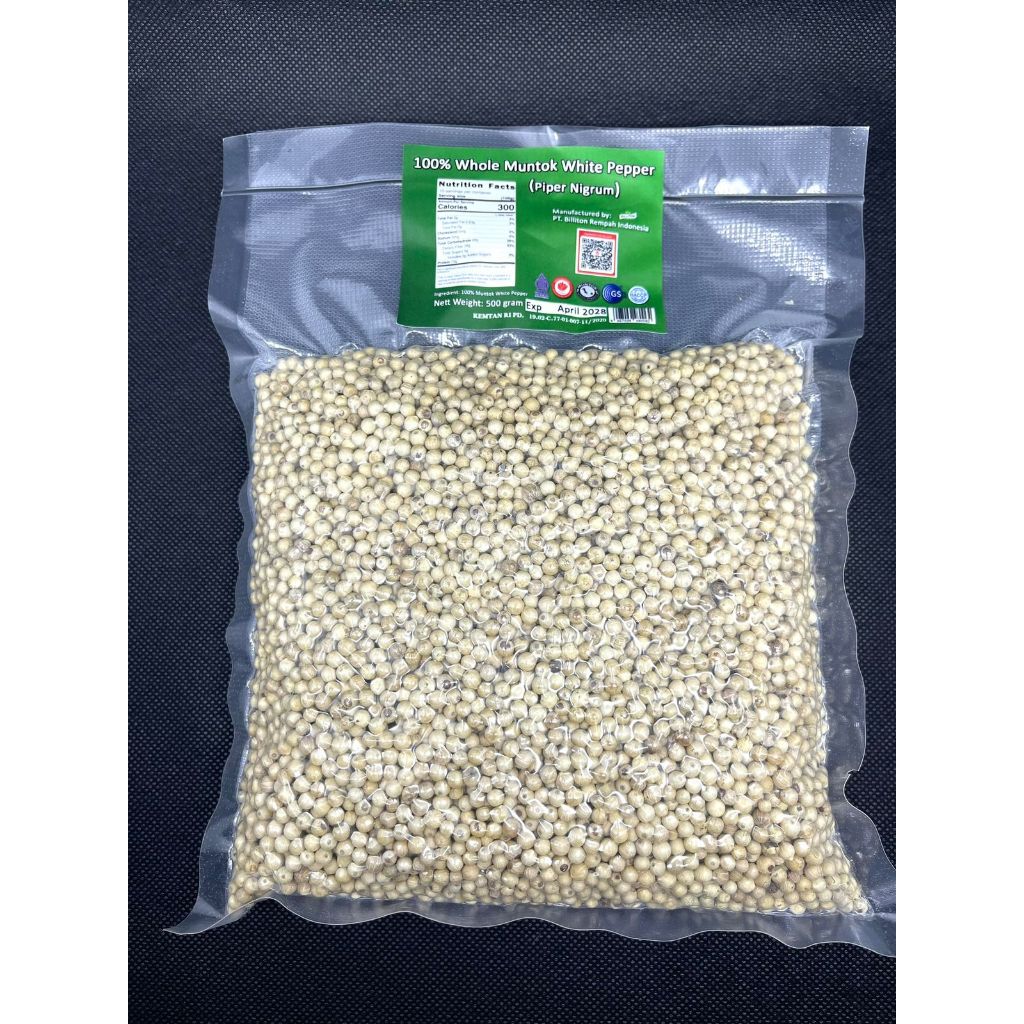 

Muntok White Pepper Whole (Butiran) Lada Putih Muntok Vacuum sealed 500gr