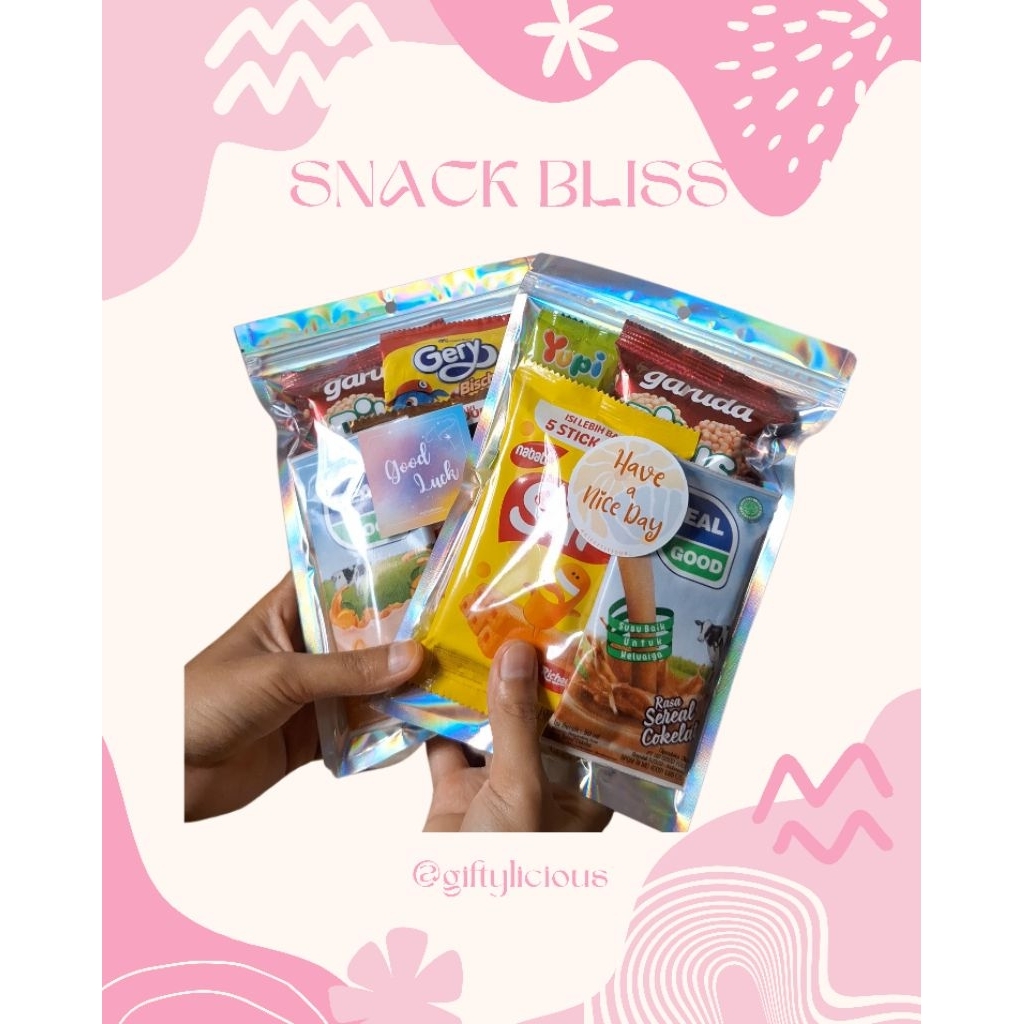 

Snack gift - Snack Bliss | Hadiah sempro, ulang tahun, jumat berkah, wisuda, doorprize | Snack gift murah