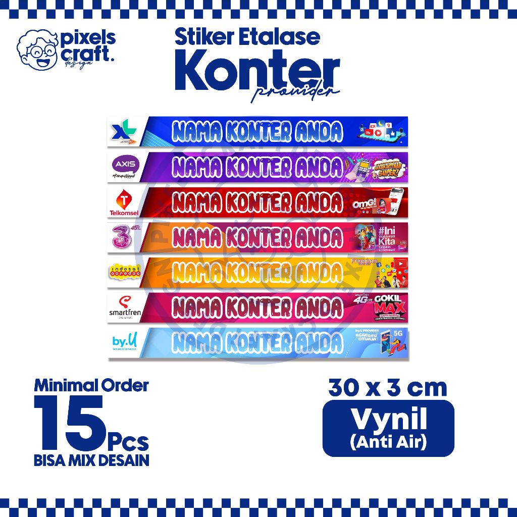 

Stiker Etalase Konter/ Stiker Display Konter/ Stiker 3 X 30 CM Provider