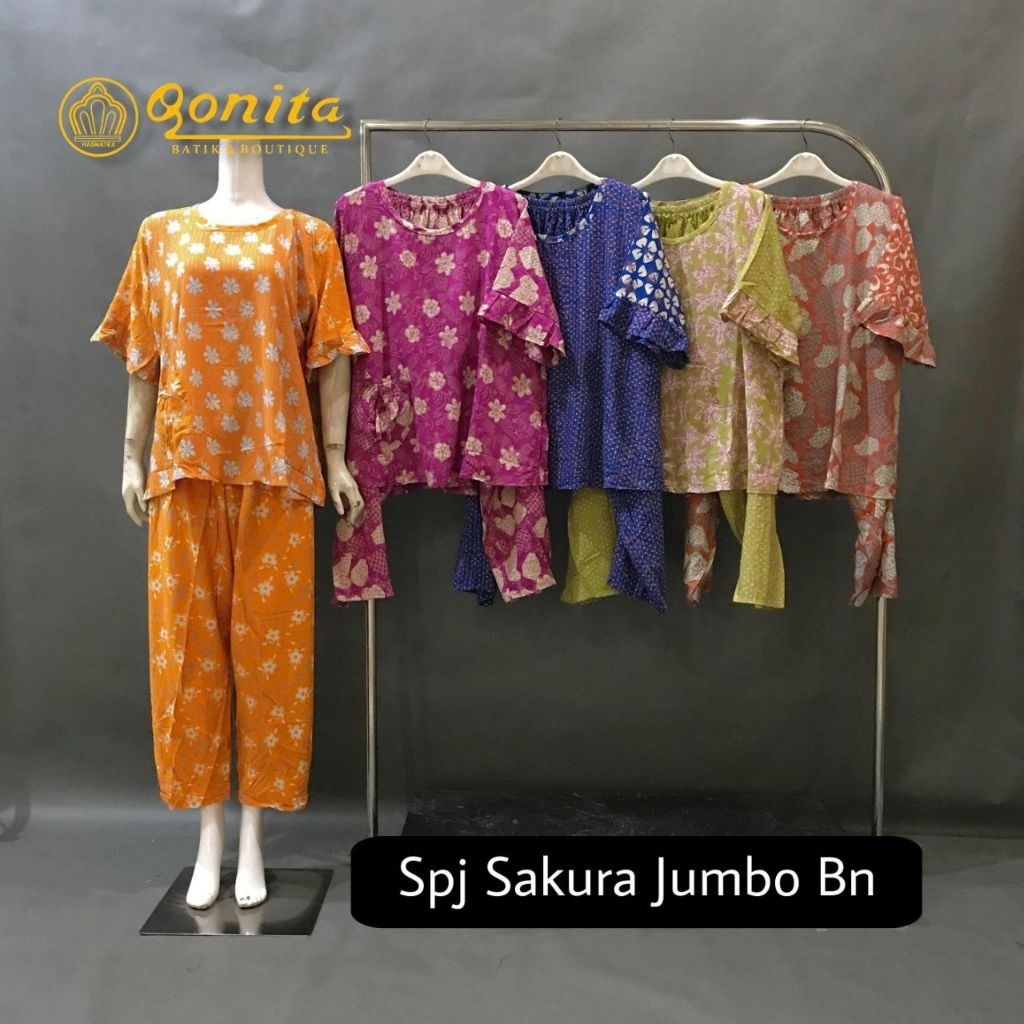 {LD 120 CM} Daster Qonita Batik Pekalongan ll Spj Sakura Jumbo BN Adem nyaman
