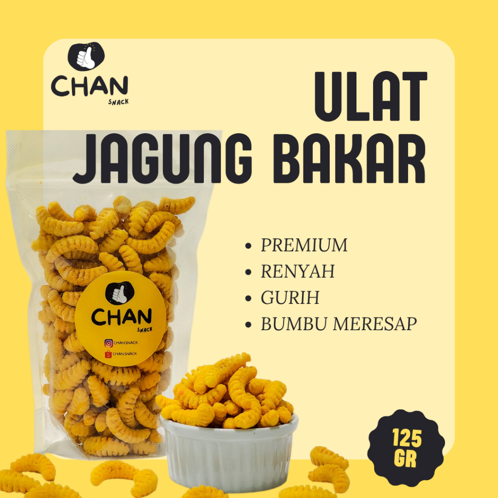 

Ulat Jagung Bakar Premium 125gr Renyah Kriuk Asin Gurih Cemilan Snack Kiloan CHAN SNACK