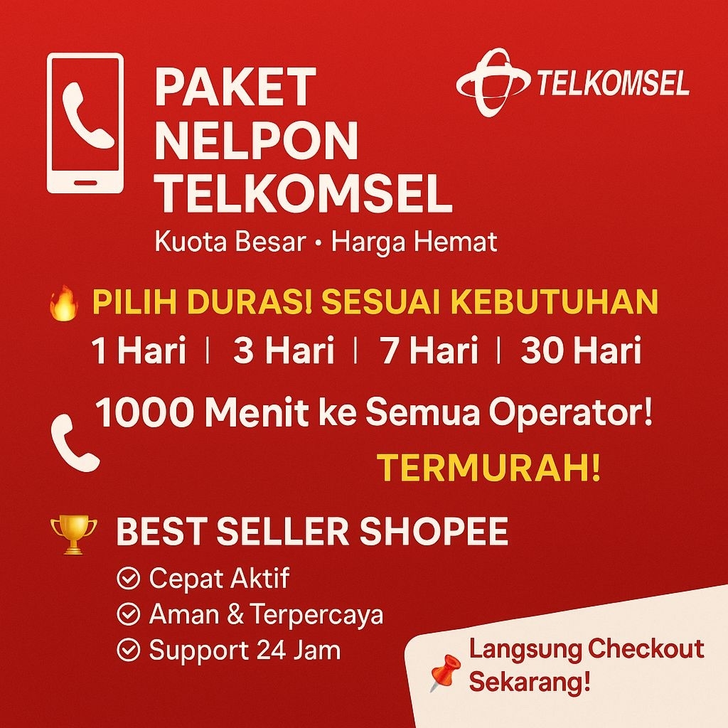 Paket Nelpon Telkomsel / Paket Telpon Telkomsel 30 Hari / Kartu As / Simpati / Loop