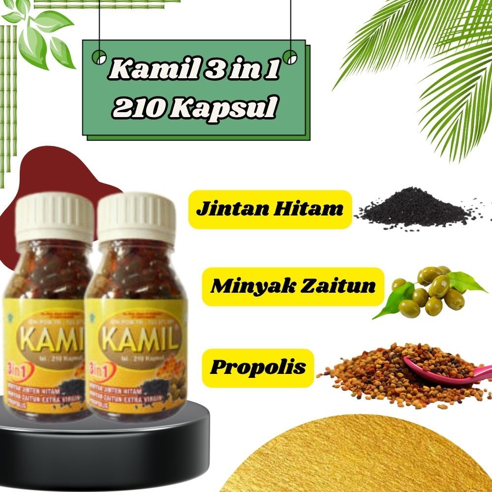 kapsul Kamil 3 in 1 isi 210 habbatussauda minyak zaitun propolis obat herbal asi booster asam urat