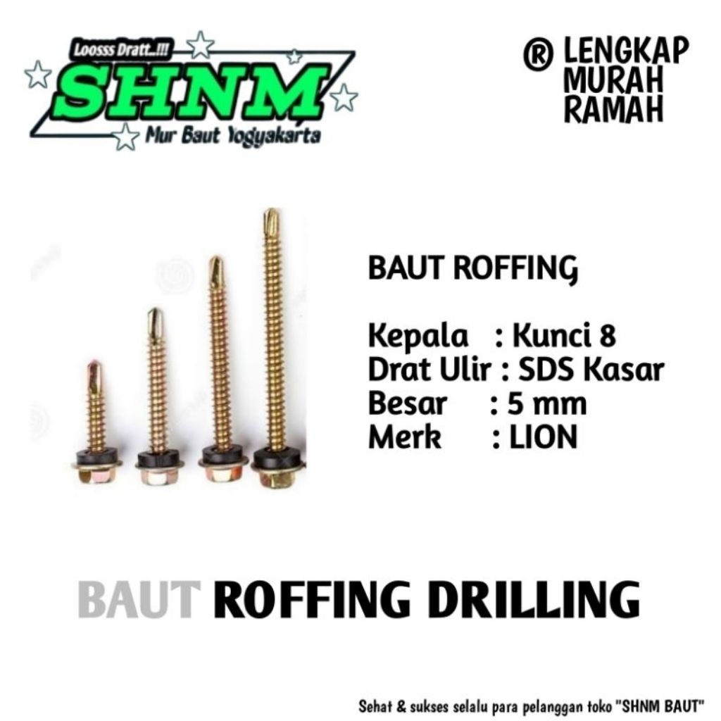 Sekrup ROFFING Panjang 2 cm sampai 7cm Baut Baja Ringan Galvalum