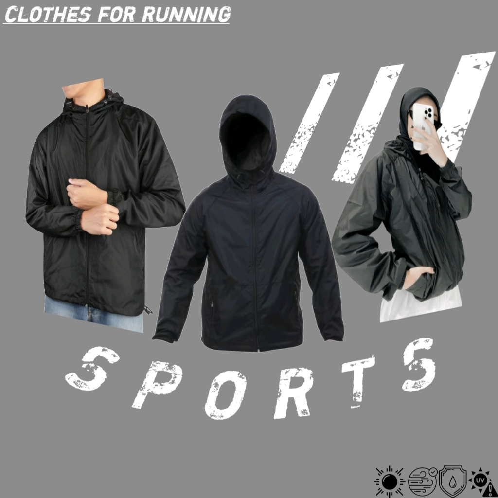 NCColections - Jaket Parasut Olahraga Polos Pria Wanita/Jaket Lari/Gym Premium