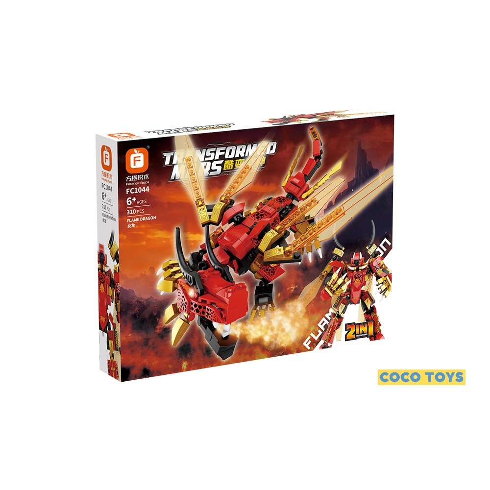 Forange Block Flame Dragon Transformed Mars 2 in 1 FC1044 - Brick Robot dan Naga  - Mainan Balok - M