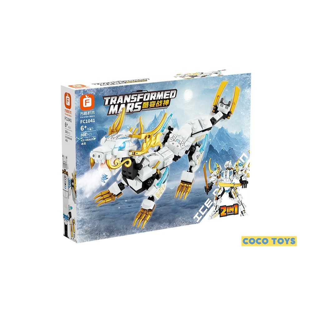 Forange Block Ice Dragon Transformed Mars 2 in 1 FC1041 - Brick Robot dan Naga  - Mainan Balok - Mai