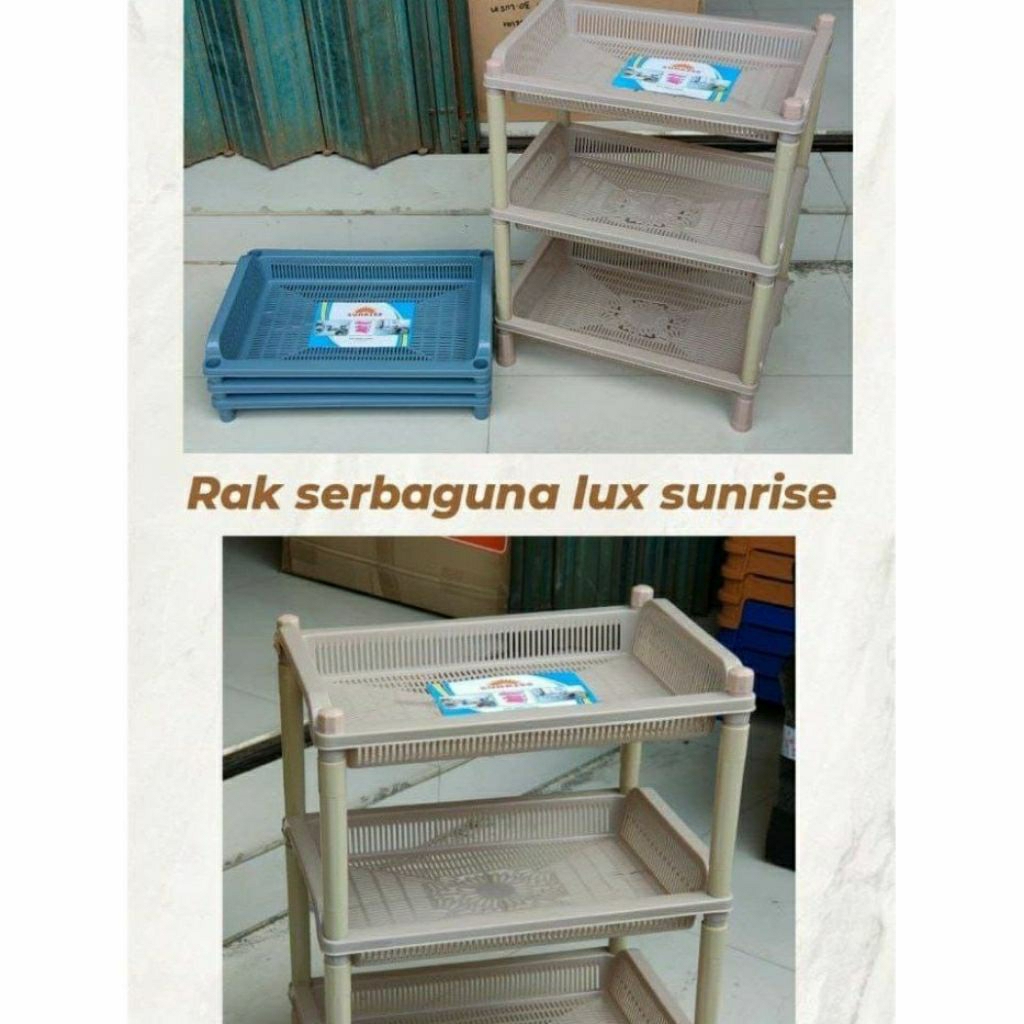 SUNRISE RAK SERBAGUNA SUSUN 3 LUXURY RAK BUMBU PLASTIK JUMBO SUSUN 3 RAK DAPUR / RAK SERBAGUNA