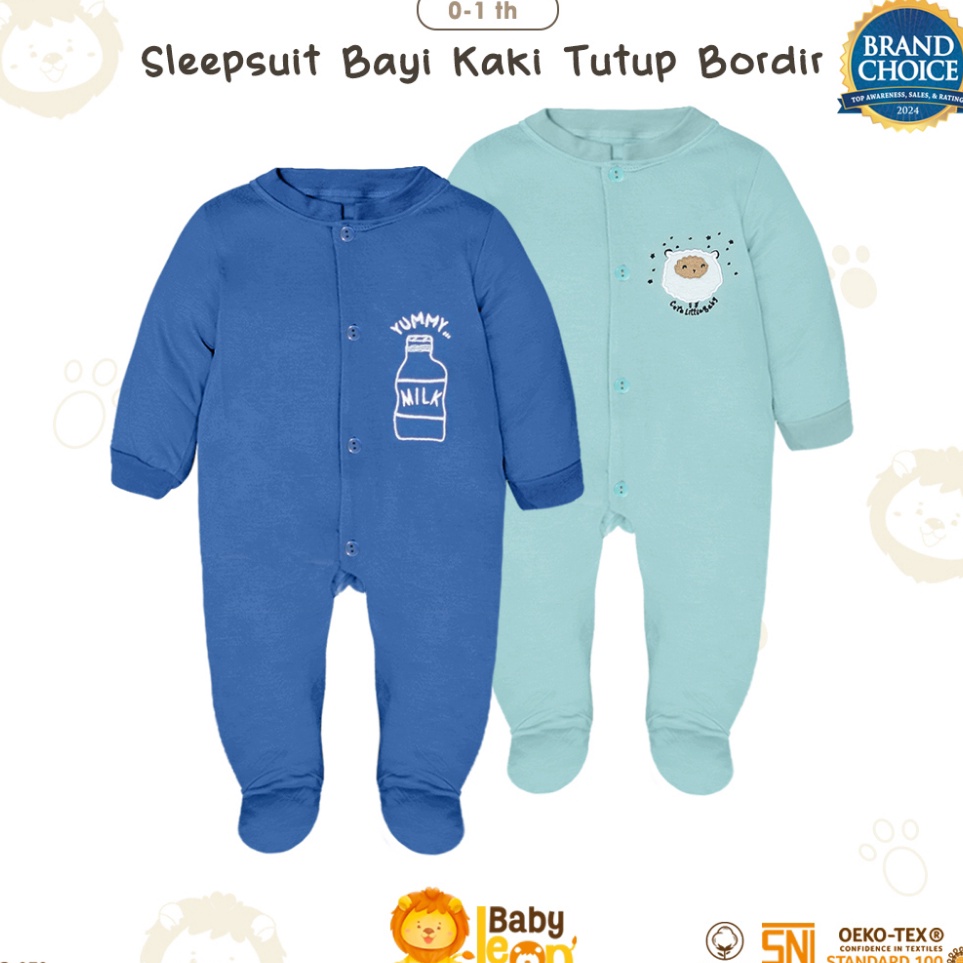 BABY LEON Jumpsuit Bayi Kaki Tutup Lengan Panjang Baby Sleepsuit Baju Tidur Bayi BC79