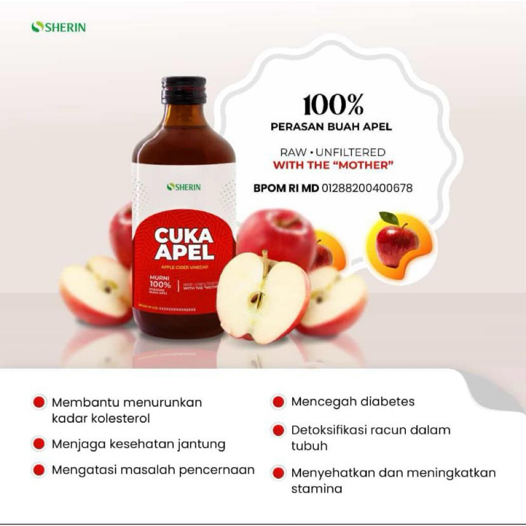 

Cuka Apel Sherin 320ml Cuka apel murni 100%