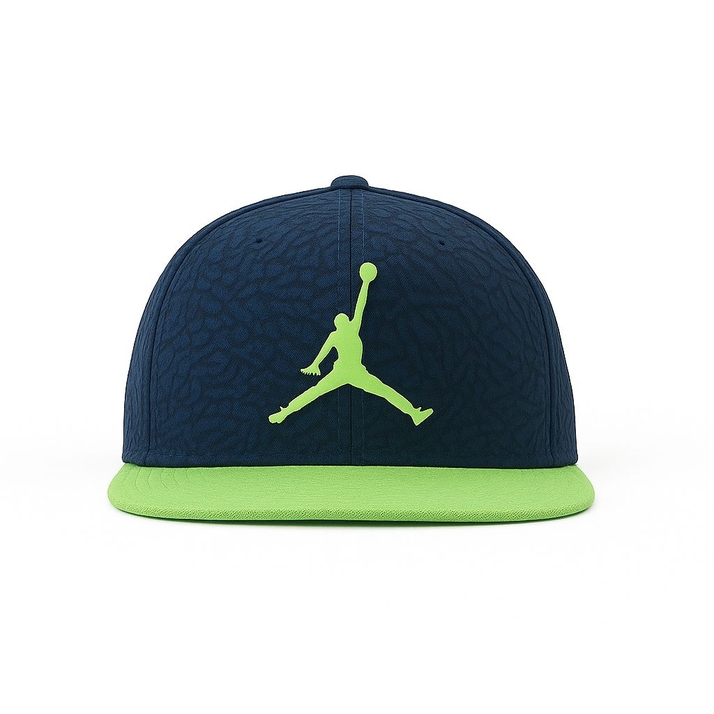 Topi Snapback Jordan Navy Hijau Neon – Streetwear Sporty Unisex
