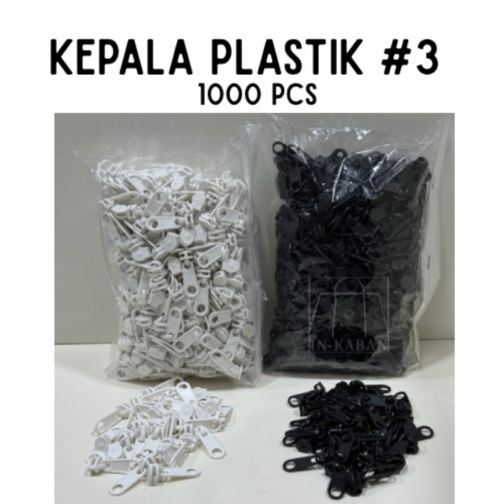 KEPALA RESLETING PLASTIK NO 3 @1000 pcs / Kepala Resleting Coil Hitam Grosir Zipper Daun Resleting