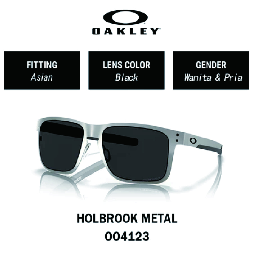 Original Kacamata Hitam Oakley HOLBROOK METAL Prizm OO4123 pria wanita Sunglasses Logam 100% ORIGINA