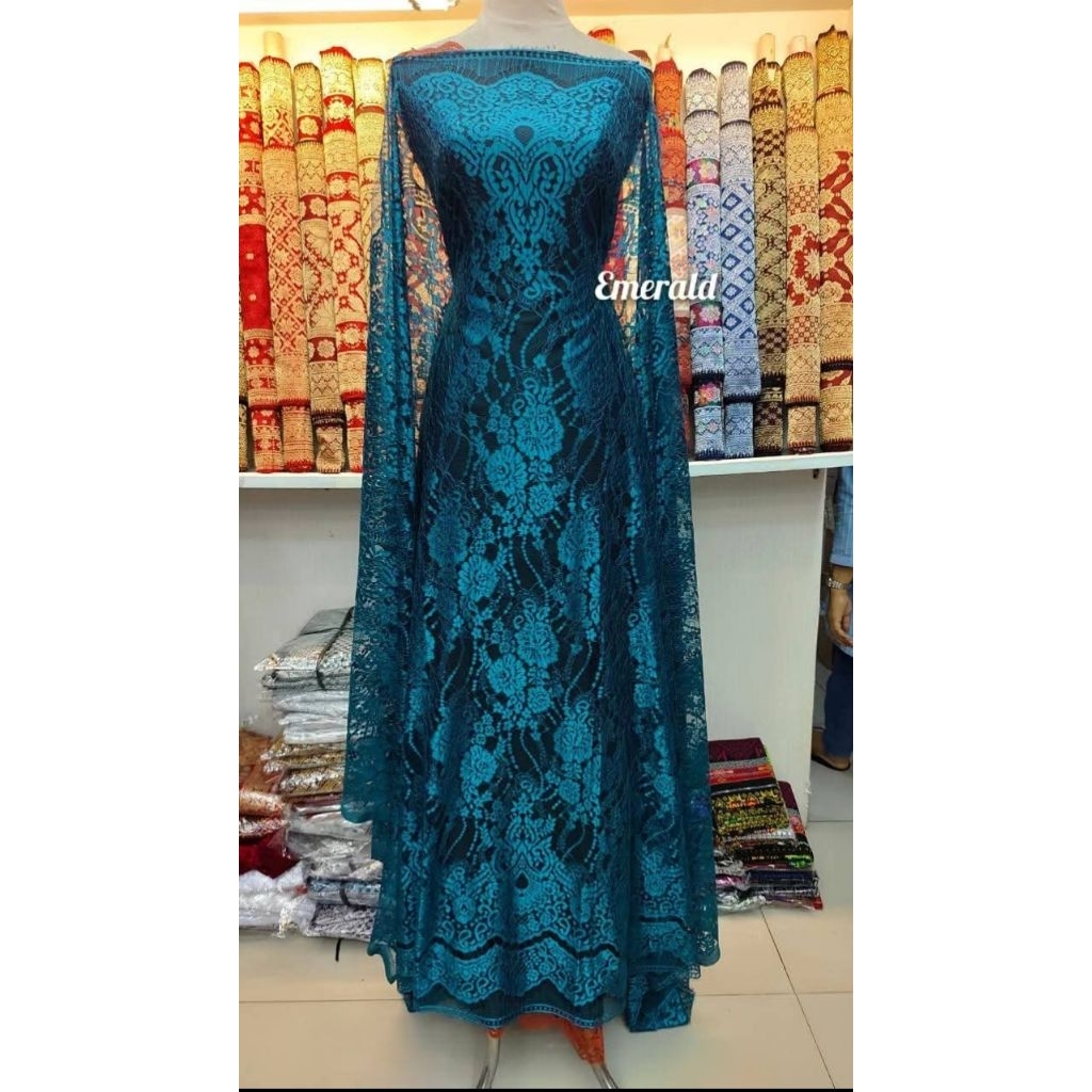 Bakal Kain Renda Semi Prancis Glossy Metalik