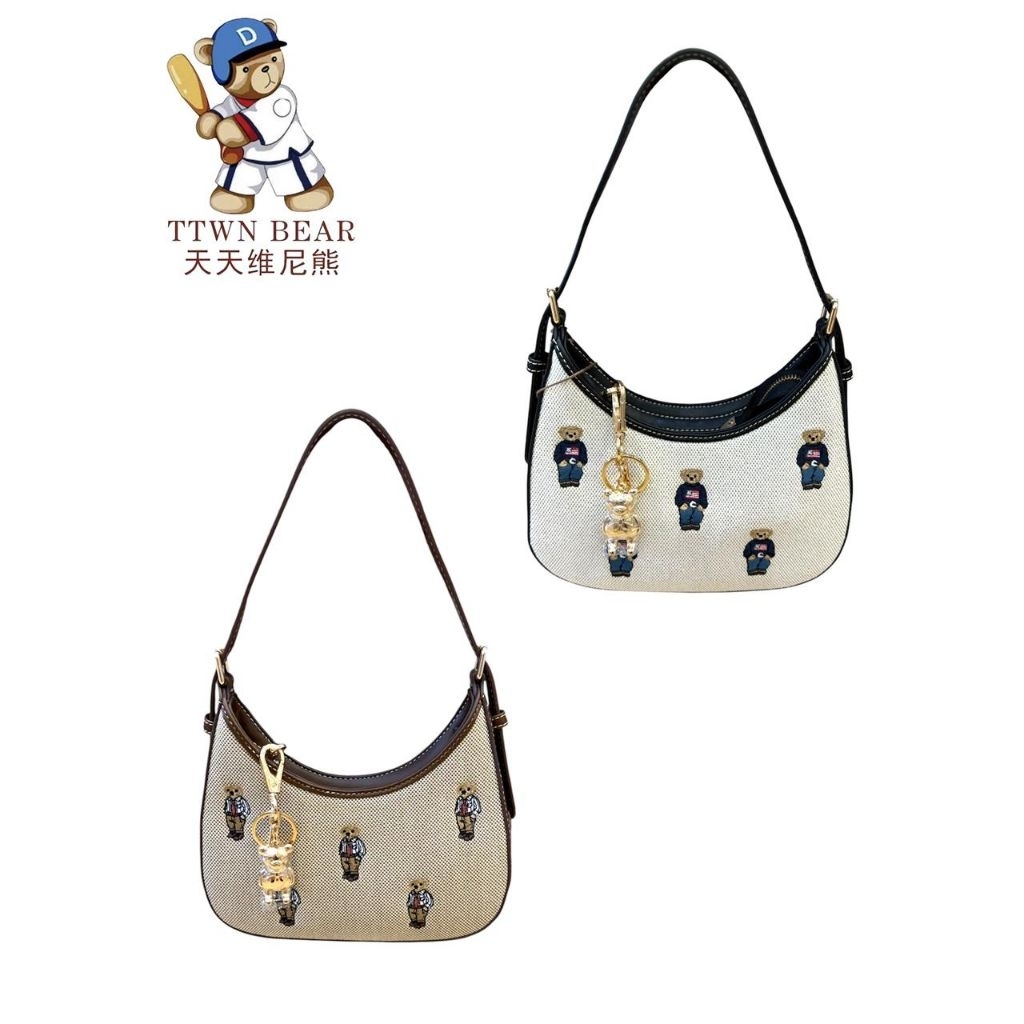 TTWN - Tas Selempang Wanita Kanvas Ala Korea Beruang Sling Bag kecil beruang lucu imut