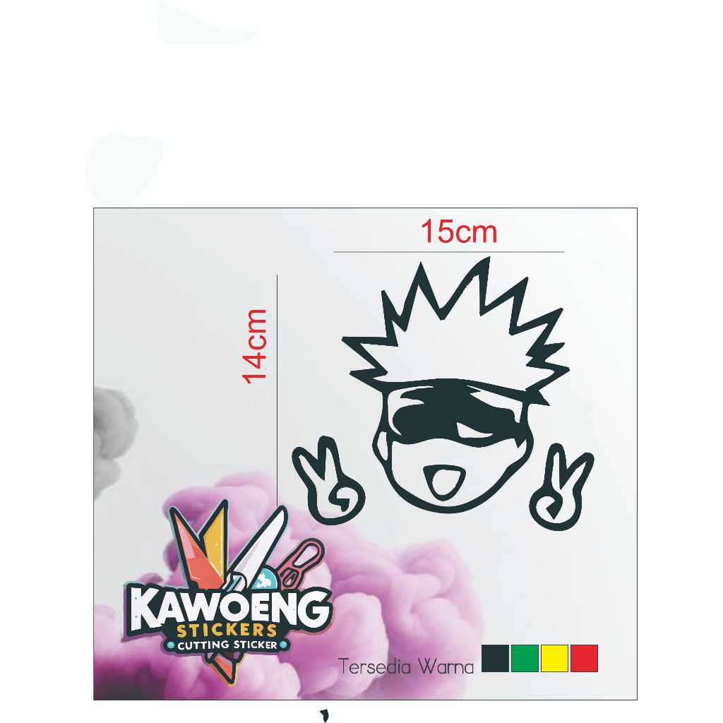 Stiker Gojou Satoru Chibi Reflective 15x14cm | Cutting Sticker Anime Bisa Custom