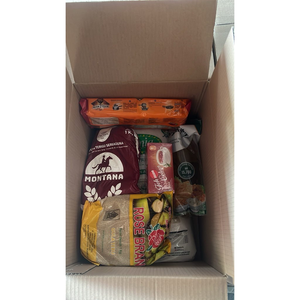 

paket sembako 150rb packing kardus polos