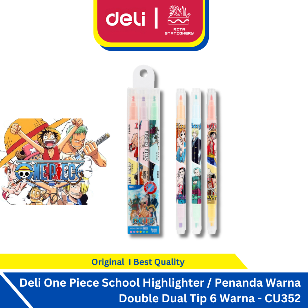 

Deli One Piece School Highlighter / Penanda Warna Double Dual Tip 6 Warna One Piece Warna Cerah CU352