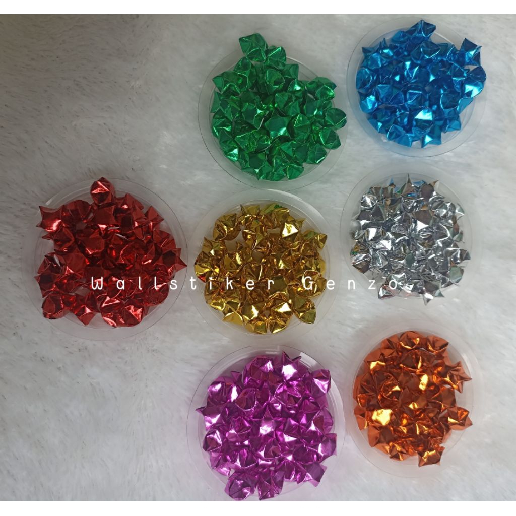 

ISI 50 PCS READY SUDAH JADI WARNA METALIK LUCKY STAR PAPER CRAFT HAND MADE ORIGAMI BINTANG PREMIUM VIRAL