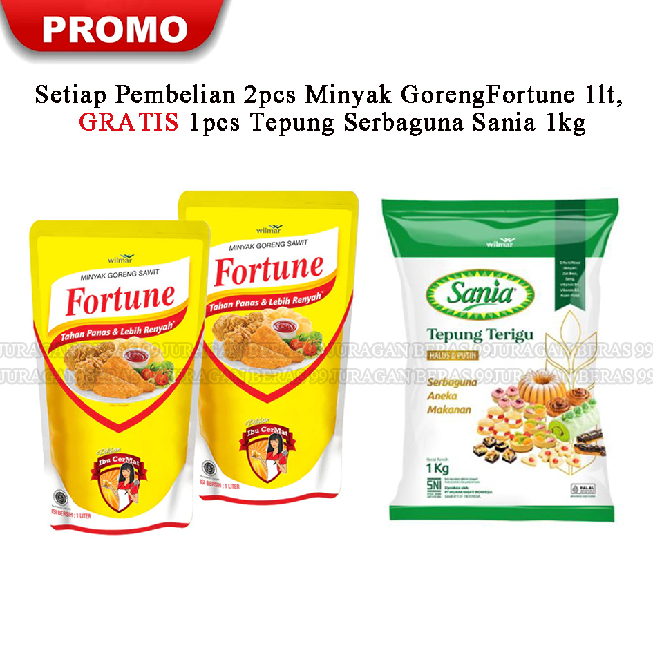 

PROMO 2PCS Minyak Goreng Fortune 1lt (Gratis Tepung Serbaguna Sania Kemasan 1kg)