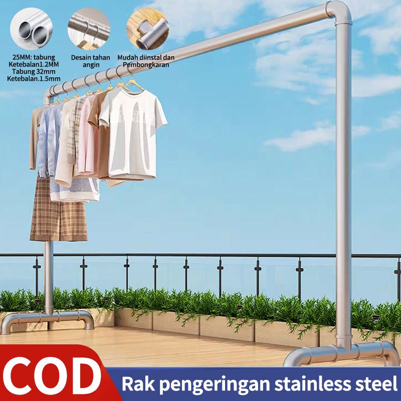 304 Tabung Baja Jemuran/Jemuran Baju Tabung Jemuran baju Jemuran baju besi kuat besar