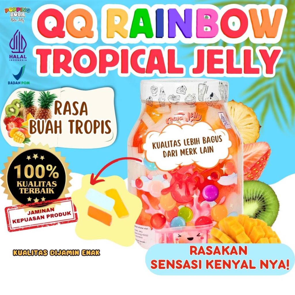 

QQRainbowJellyKonyakuToppingMinumanPelengkap MOIAA Bubuk Agar Jelly Powder - Tropical Jelly Buah Tropis 500 Gram | Cocok Untuk Semua Jenis Minuman