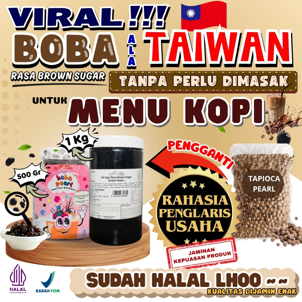 

BobaTapiocaPearlSiapSajiPelengkap MY POWDER Bubuk Agar Jelly Powder - Boba Pearl Brown Sugar 1 Kg | Cocok Untuk Semua Jenis Minuman