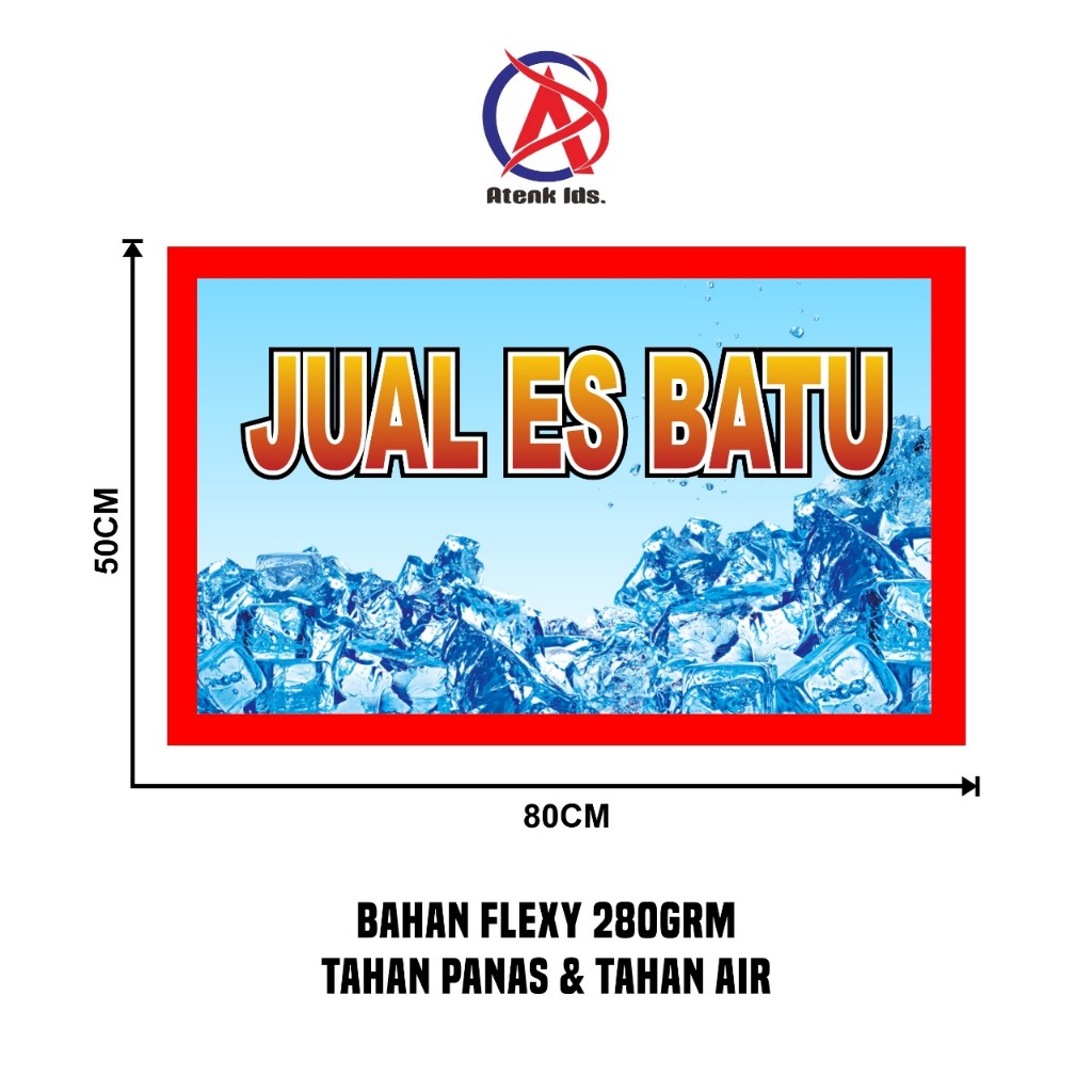 Spanduk Banner / Baliho Jual Es Batu ukuran 50x80 cm