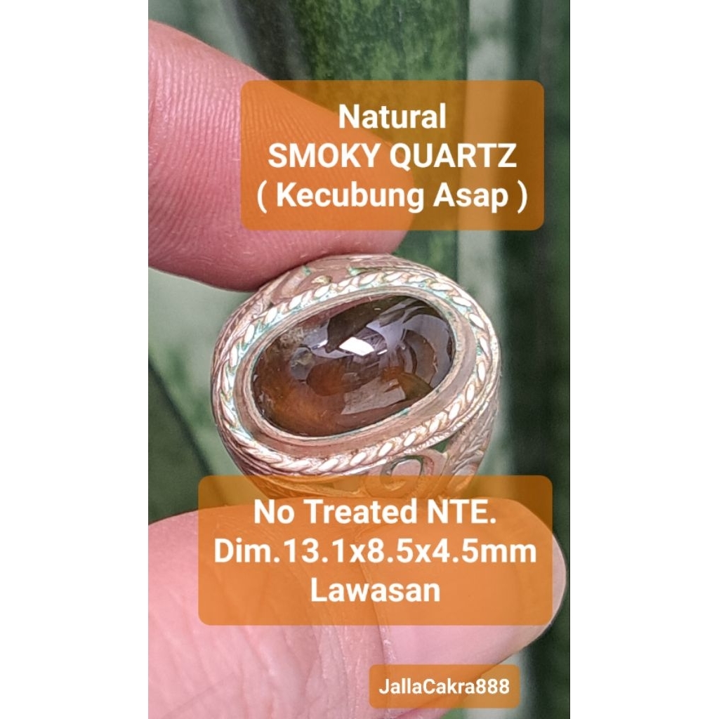 Natural SMOKY QUARTZ KECUBUNG ASAP NTE no treated Aura Booster Alami Lawasan Cincin Batu Alam Pria d