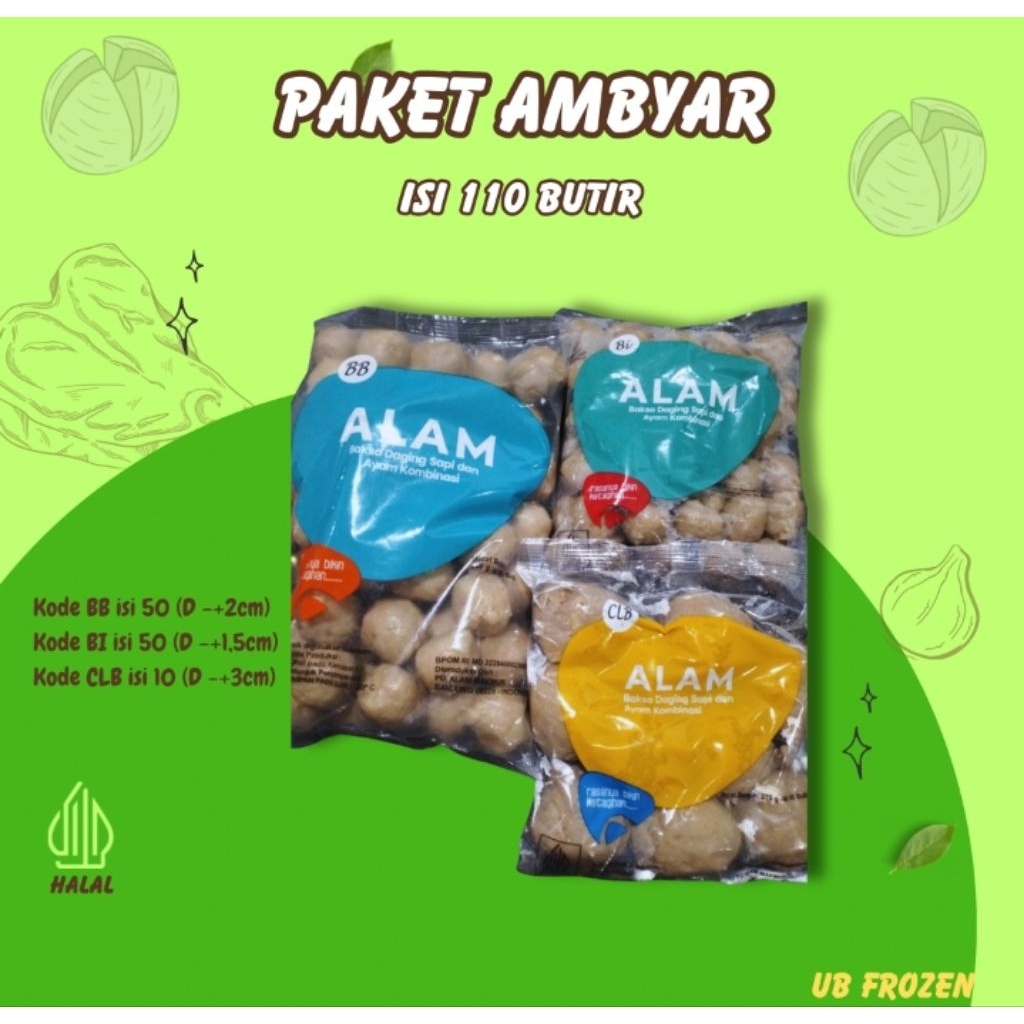 

Paket AMBYAR 110 BUTIR Baso Alam Super Kode BB+BI+CLB10