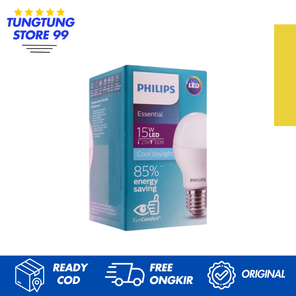 Philips Essential Lampu LED 15 Watt/Bohlam Lampu LED Philips Essential 15 Watt Cahaya Putih